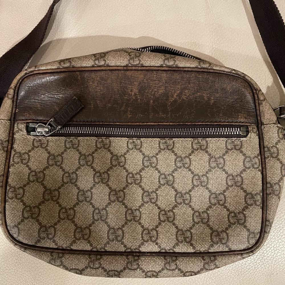 Authentic Gucci Brown Leather Cross Body Bag